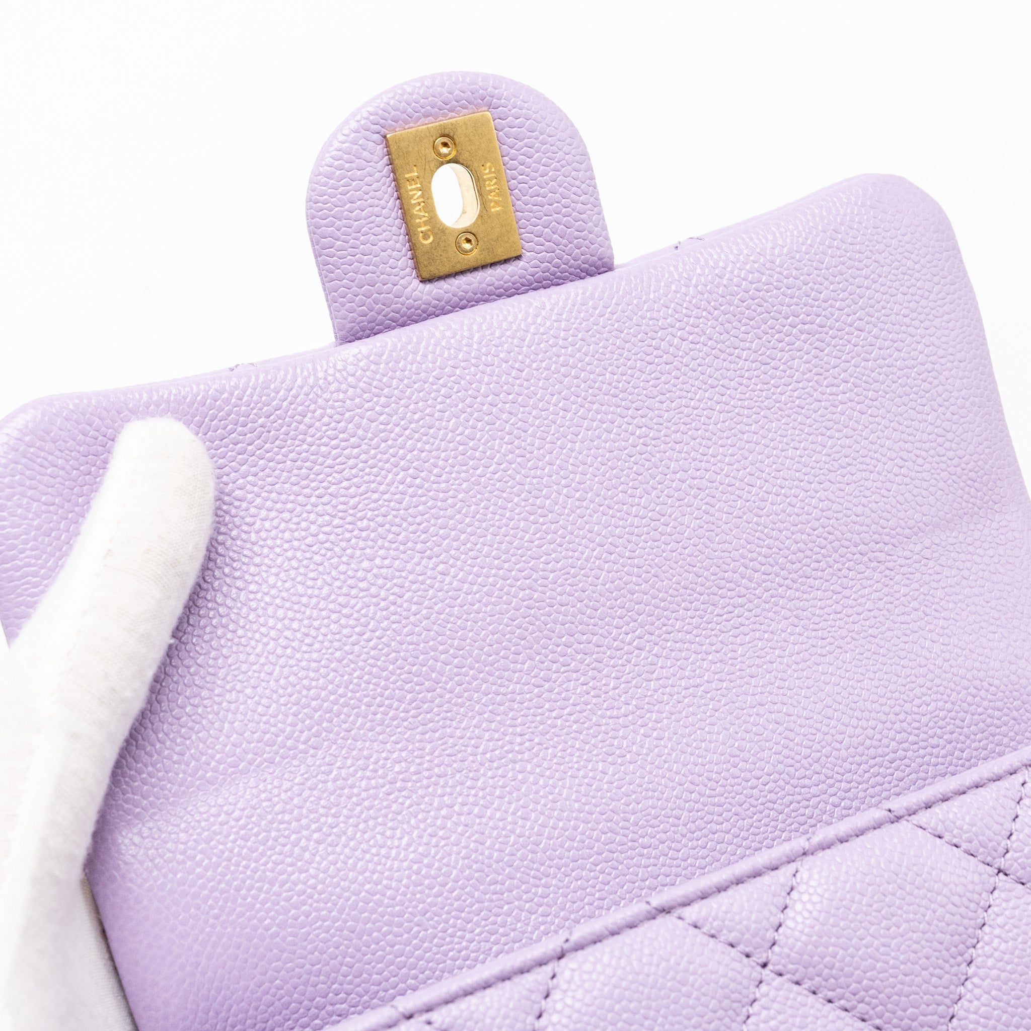 CHANEL 24P COCO LOVE MINI FLAP BAG ADJUSTABLE CHAINS CAVIAR LIGHT PURPLE GHW (MICROCHIP)