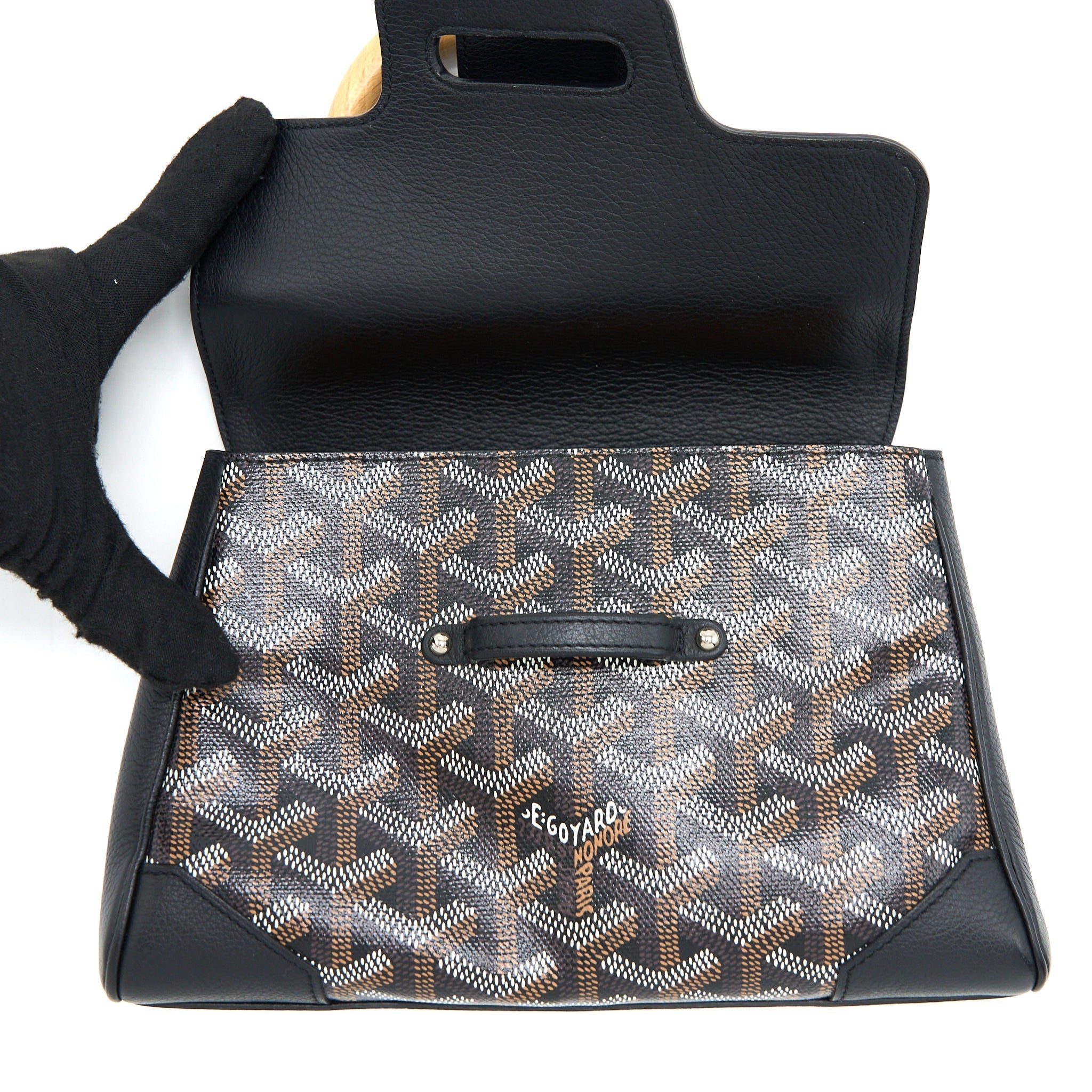 GOYARD MINI SAIGON SOUPLE BAG CANVAS/CALFSKIN BLACK SHW