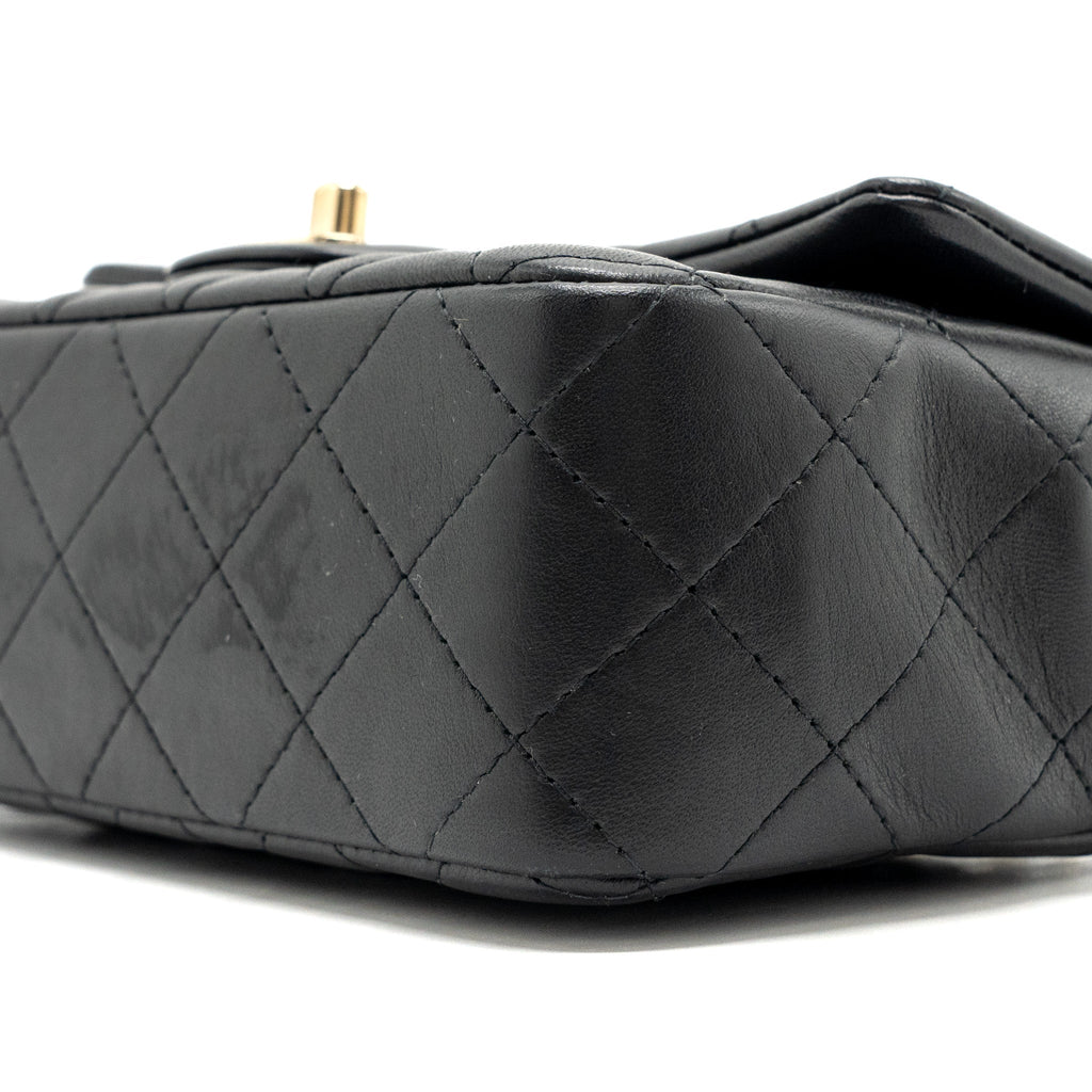 CHANEL CLASSIC MINI RECTANGULAR FLAP BAG LAMBSKIN BLACK LGHW (MICROCHIP)