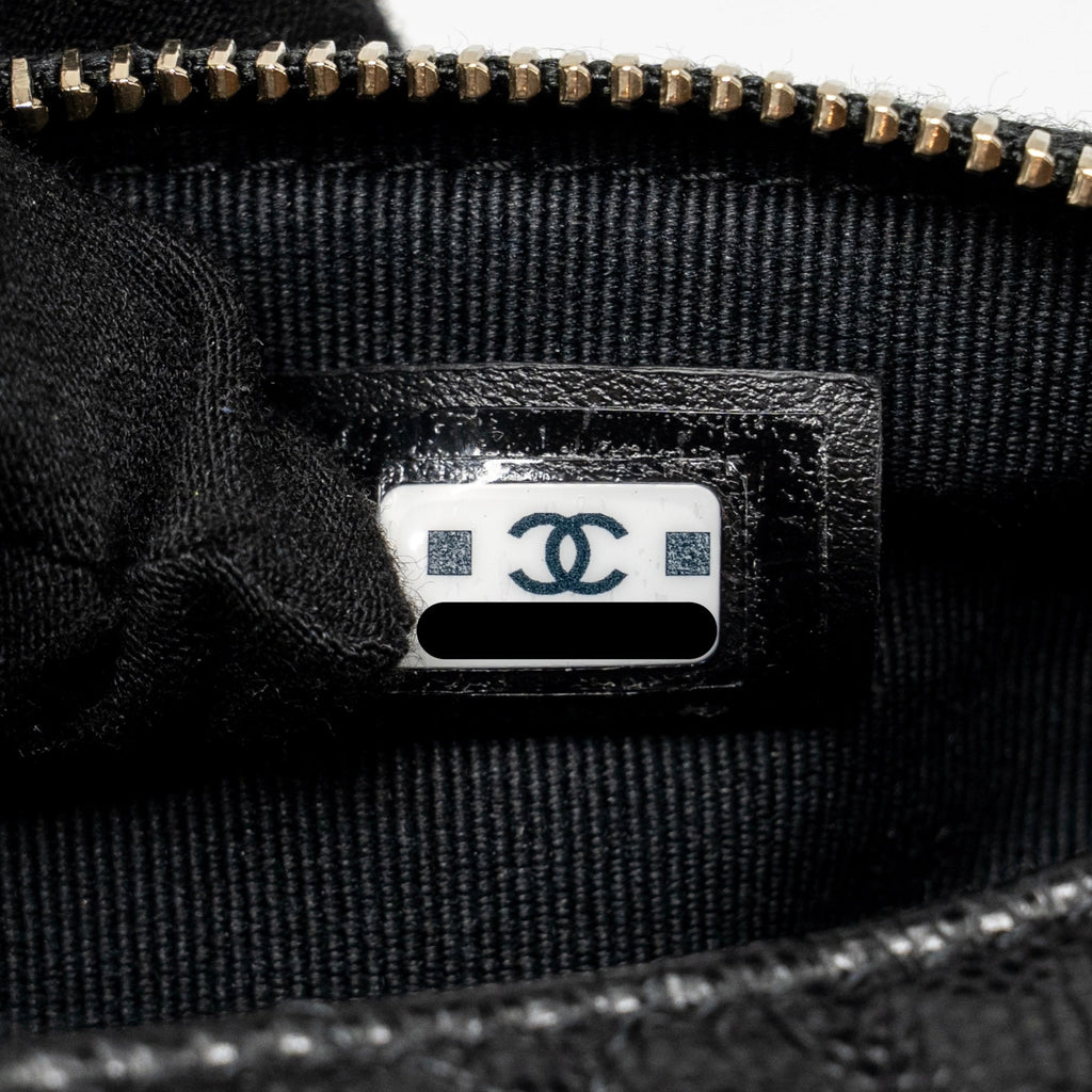 CHANEL 25C DETAIL CC LOGO QUILTED HOBO BAG CAVIAR BLACK LGHW (MICROCHIP)
