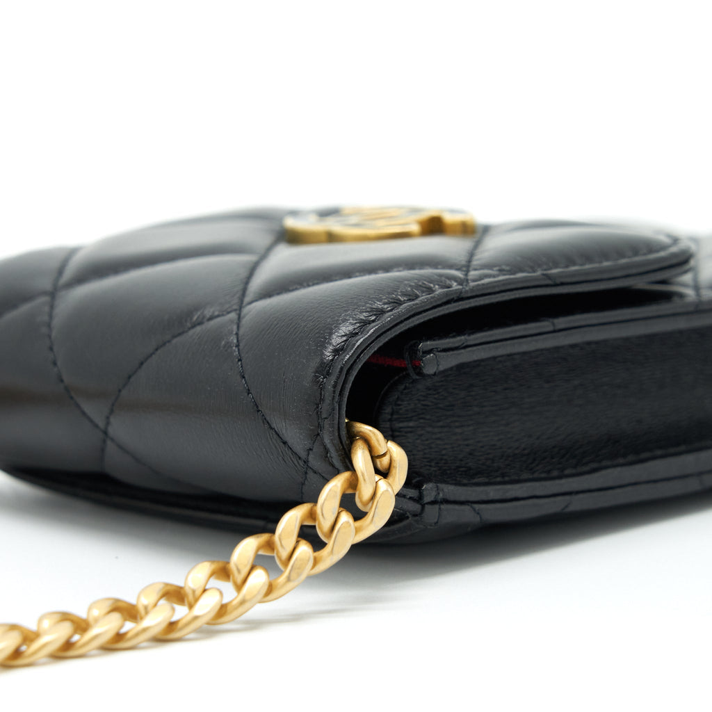 CHANEL 22P VERTICAL MINI FLAP BAG LAMBSKIN BLACK WITH ENAMEL BUCKLE BRUSHED GHW