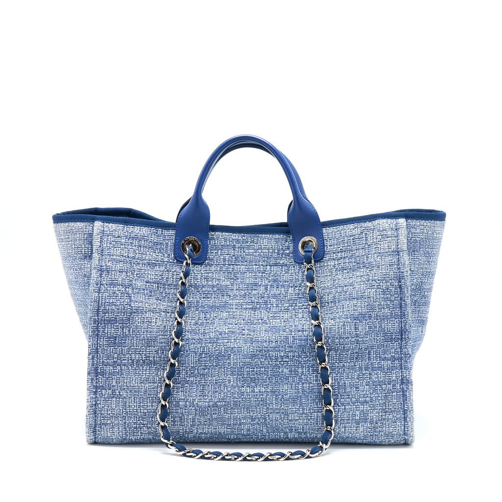 CHANEL DEAUVILLE TOTE TWEED LIGHT BLUE SHW