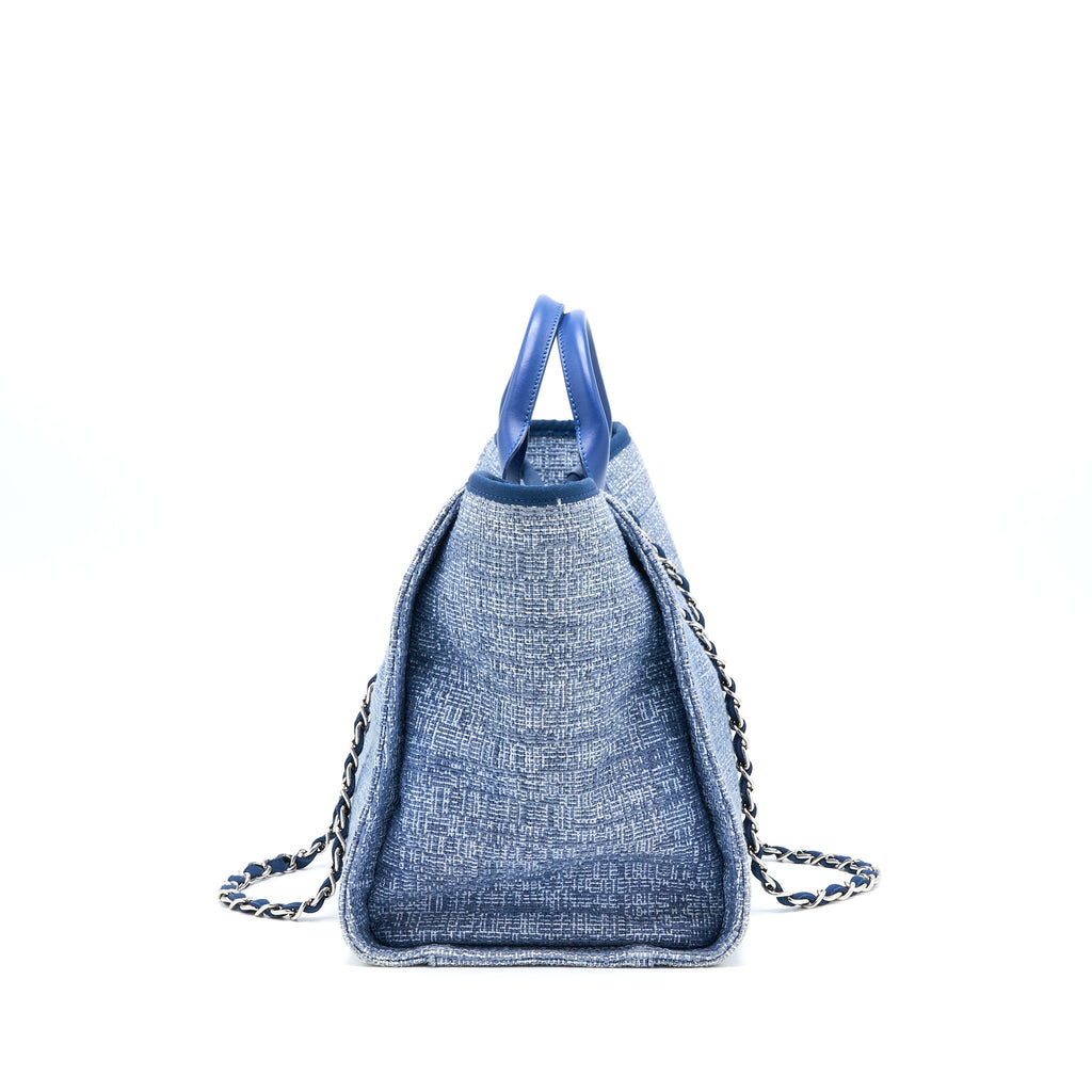 CHANEL DEAUVILLE TOTE TWEED LIGHT BLUE SHW