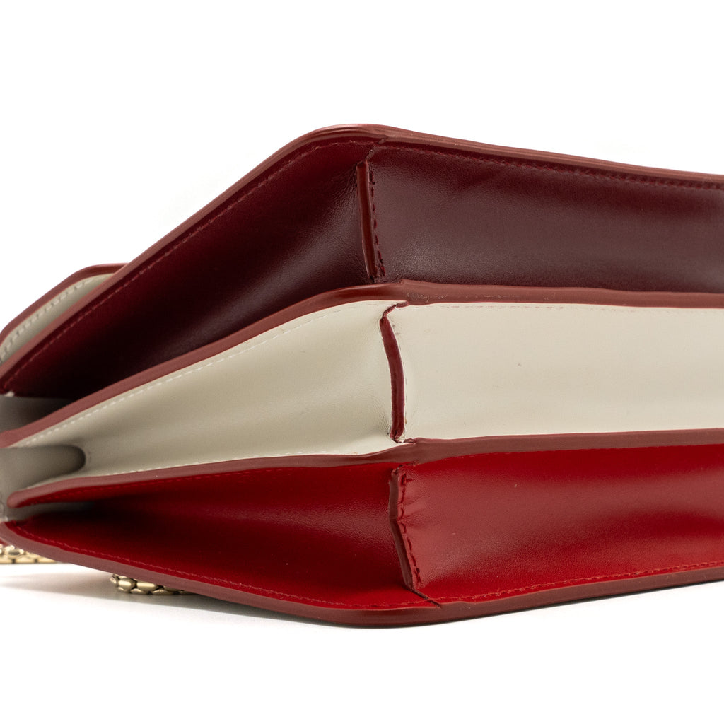 BVLGARI TOP HANDLE SERPENTI BAG CALFSKIN WHITE / RED LGHW