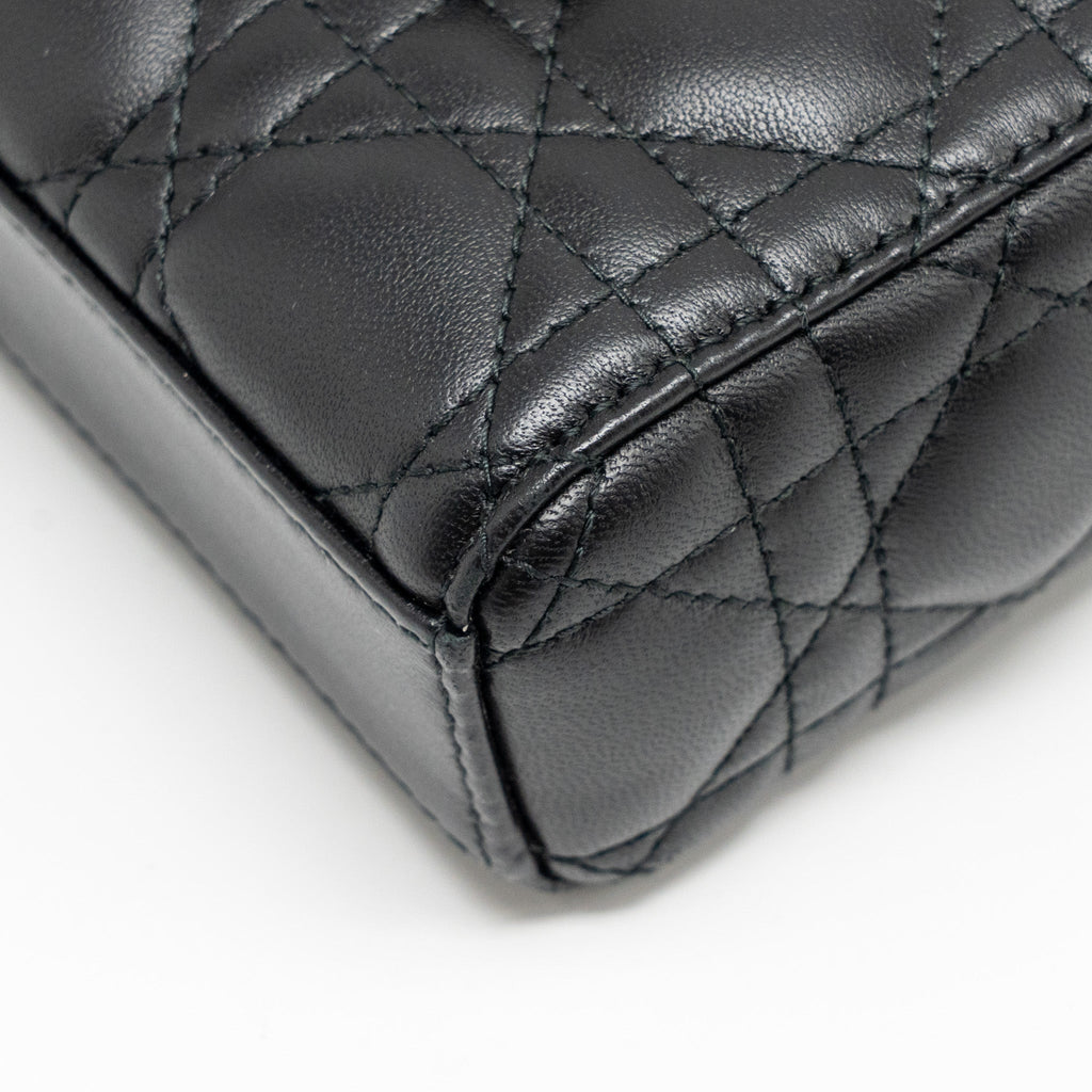 DIOR SMALL LADY D-JOY BAG CANNAGE LAMBSKIN BLACK LGHW
