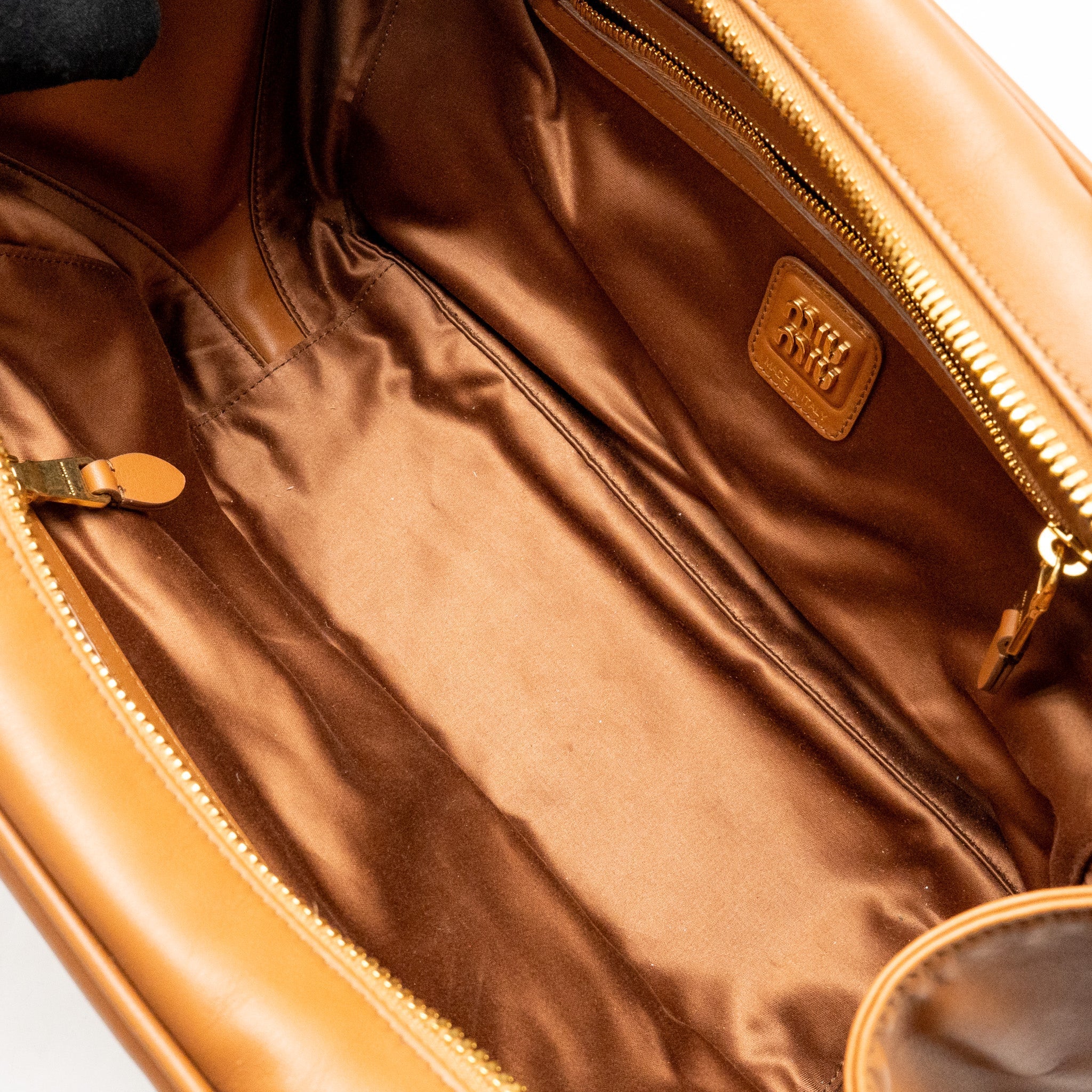 MIU MIU LARGE BEAU BAG CALFSKIN COGNAC GHW