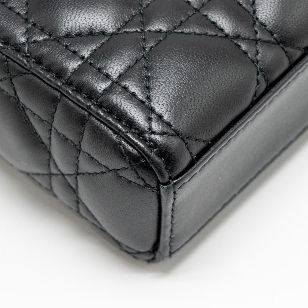DIOR SMALL LADY D-JOY BAG CANNAGE LAMBSKIN BLACK LGHW