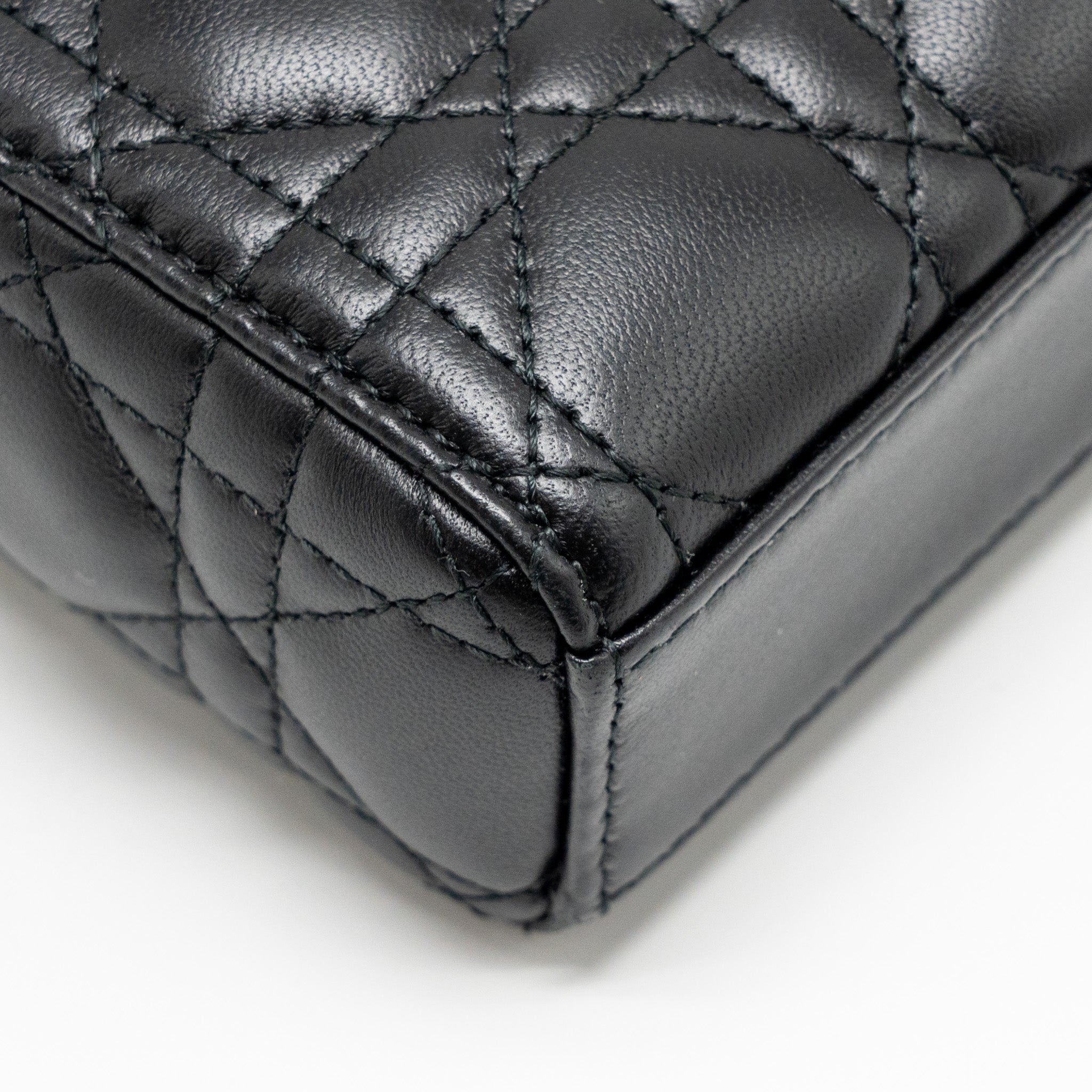 DIOR SMALL LADY D-JOY BAG CANNAGE LAMBSKIN BLACK LGHW