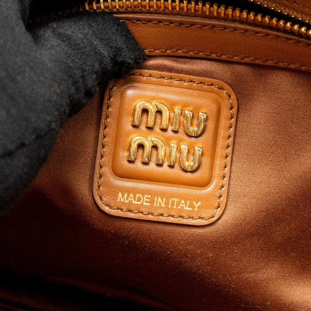 MIU MIU LARGE BEAU BAG CALFSKIN COGNAC GHW