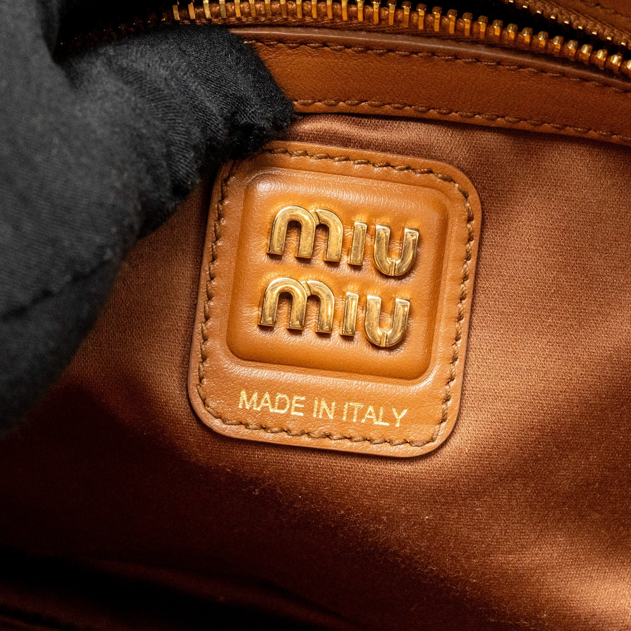 MIU MIU LARGE BEAU BAG CALFSKIN COGNAC GHW