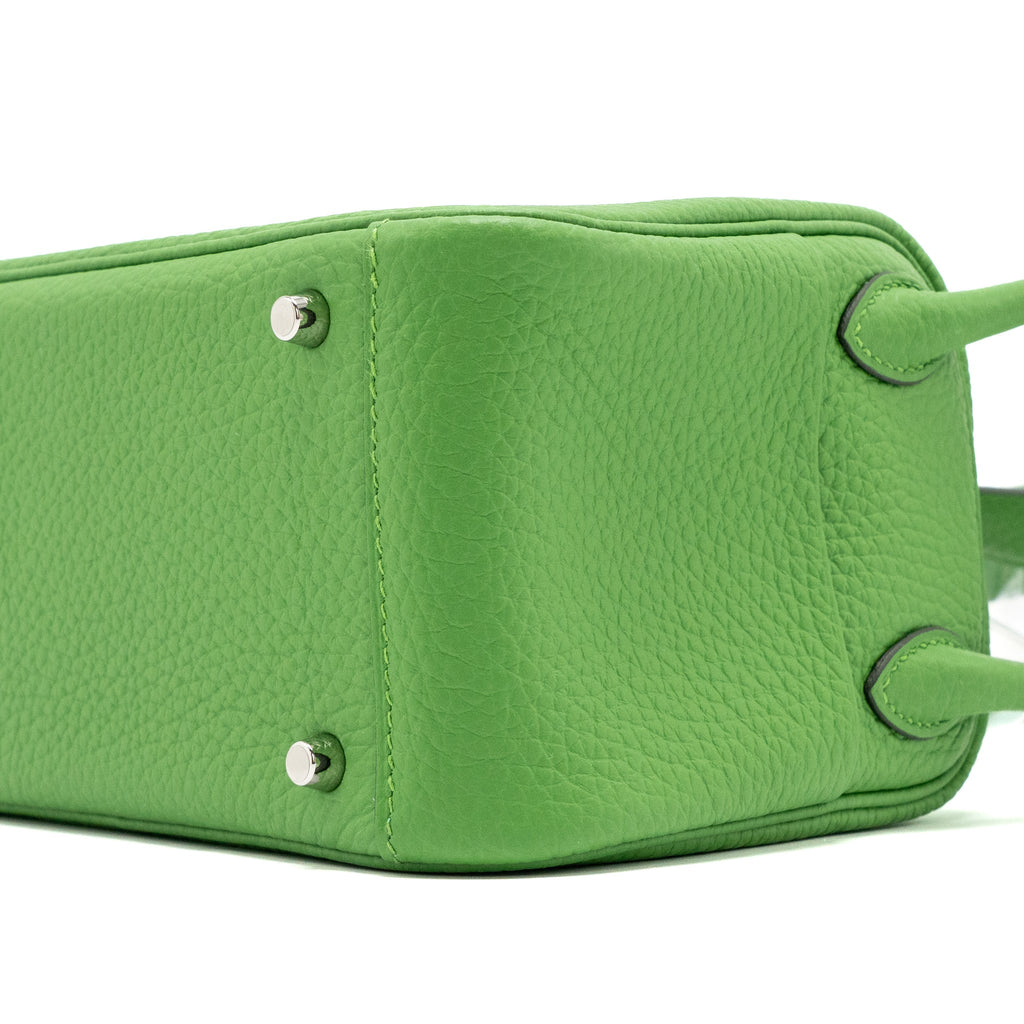 HERMES MINI LINDY CLEMENCE VERT YUCCA SHW