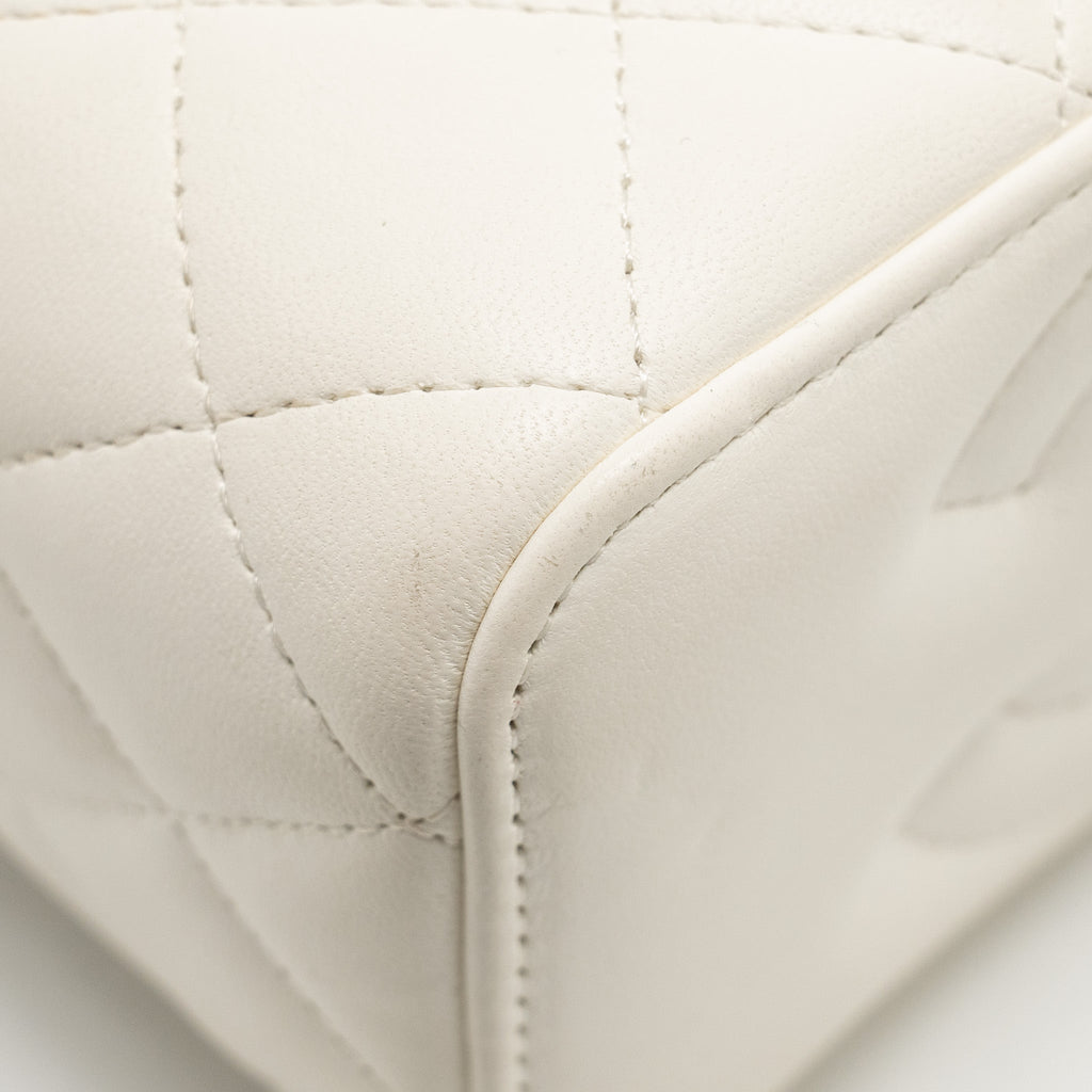 CHANEL PEARL CRUSH LONG VANITY CASE LAMBSKIN WHITE GHW (MICROCHIP)