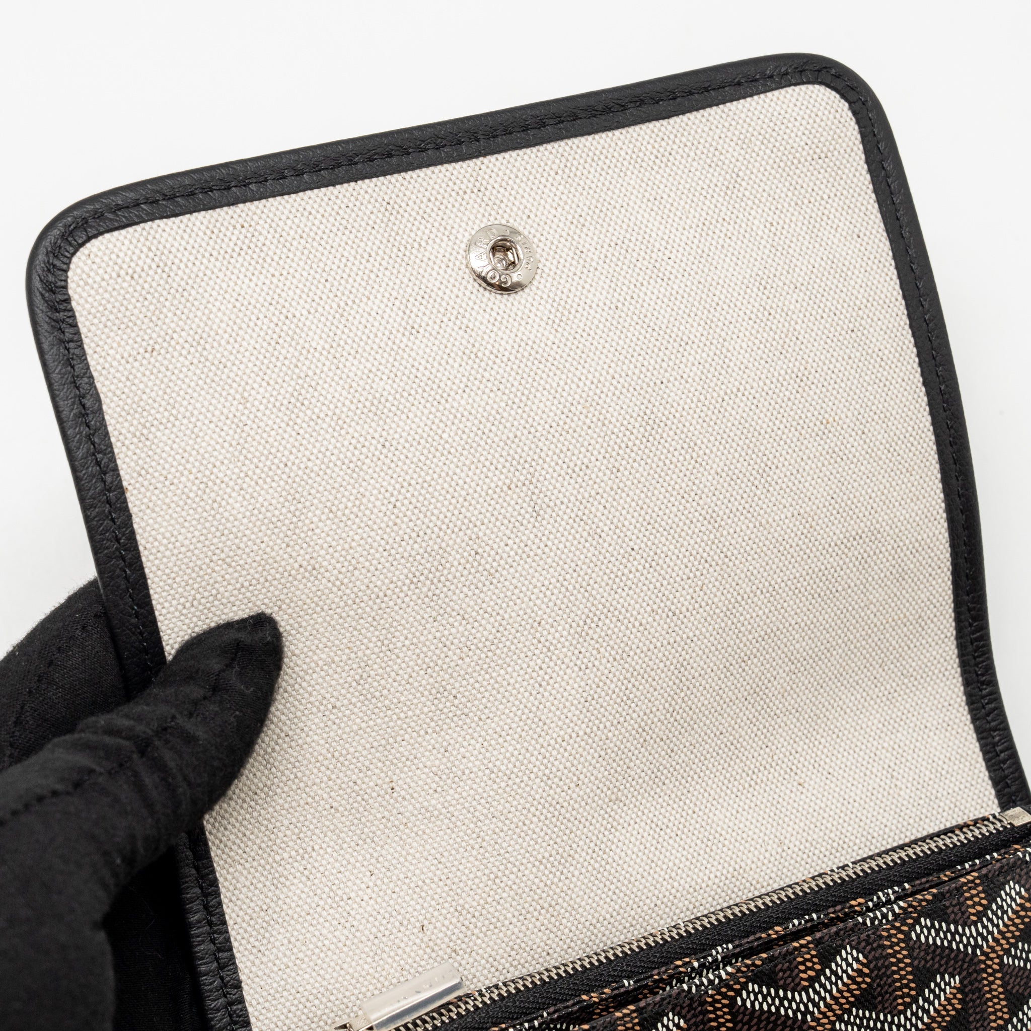 GOYARD PLUMET POCKET POCHETTE GOYARDINE CANVAS BLACK SHW