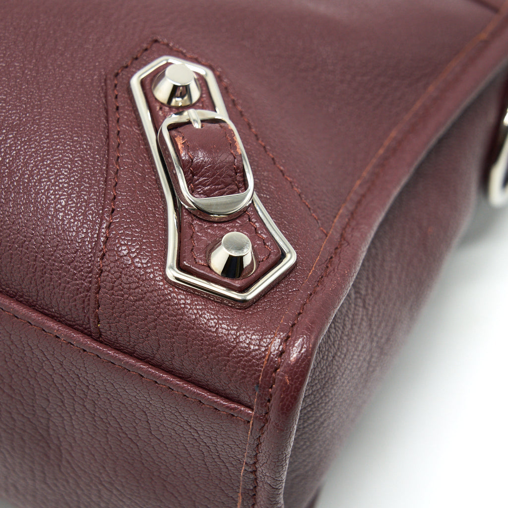 BALENCIAGA SMALL CITY EDGE BURGUNDY SHW