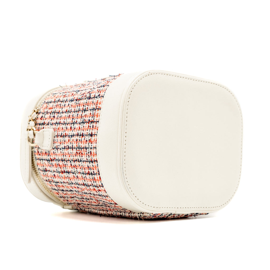 CHANEL TOP HANDLE VANITY CASE WITH CHAIN TWEED MULTICOLOUR WHITE LGHW