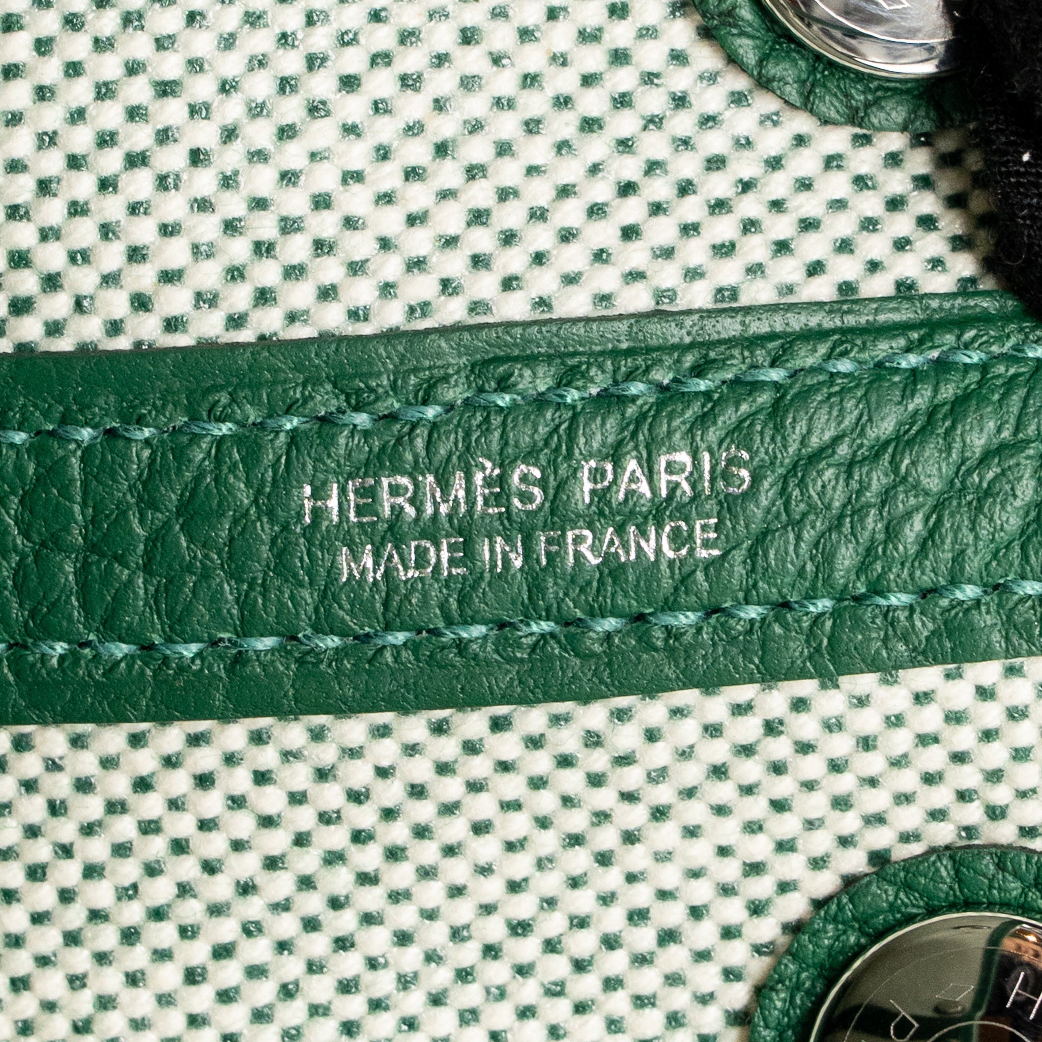 HERMES NEO GARDEN PARTY 23 CANVAS/NEGONDA ECRU/VERT MOYEN SHW