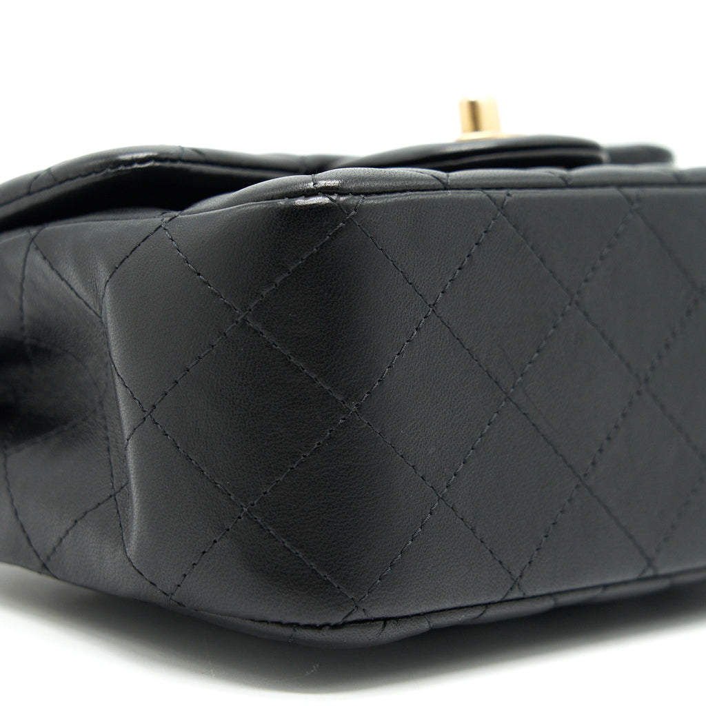 CHANEL MINI SQUARE BLACK LAMBSKIN GHW