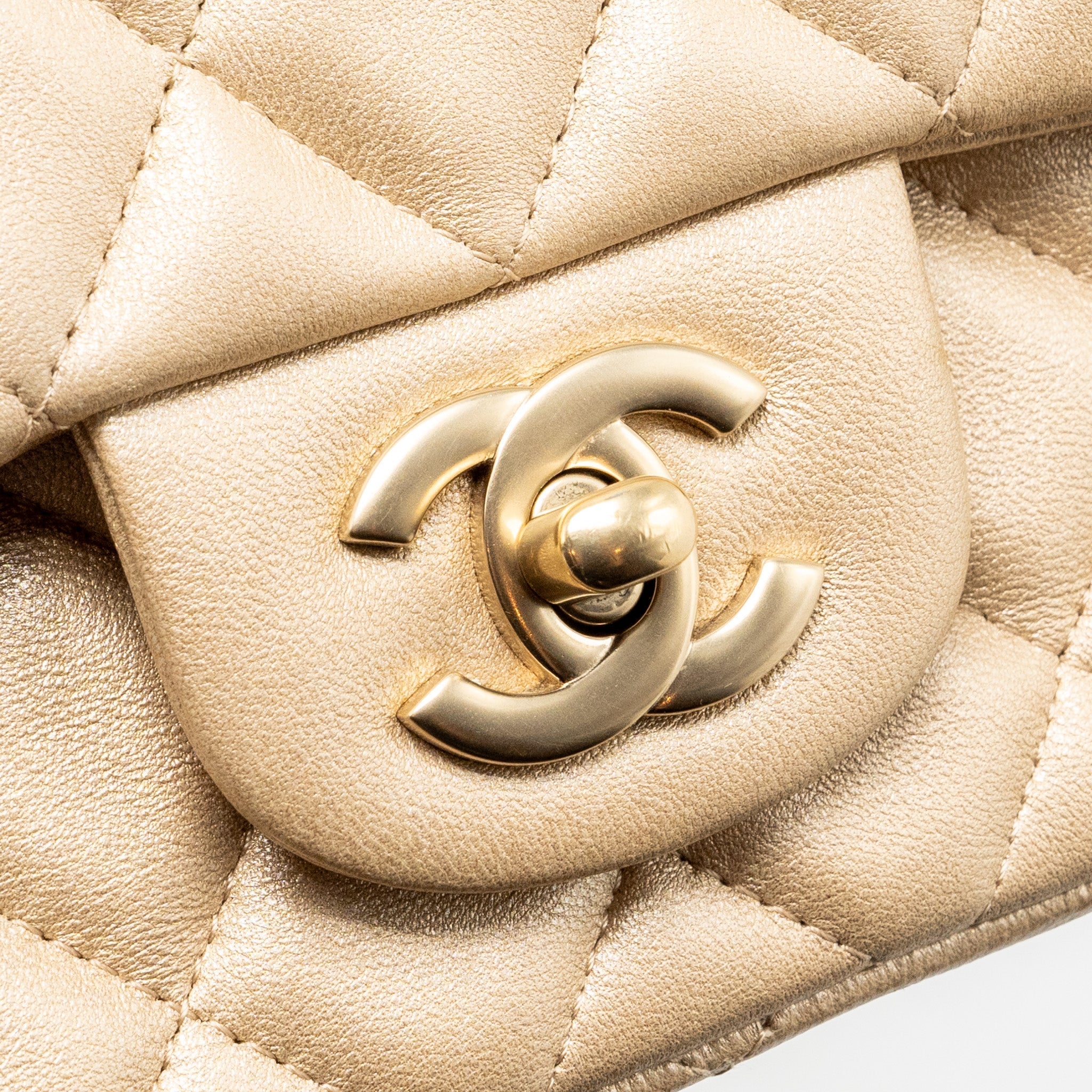 CHANEL MINI SQUARE FLAP BAG LAMBSKIN GOLD GHW