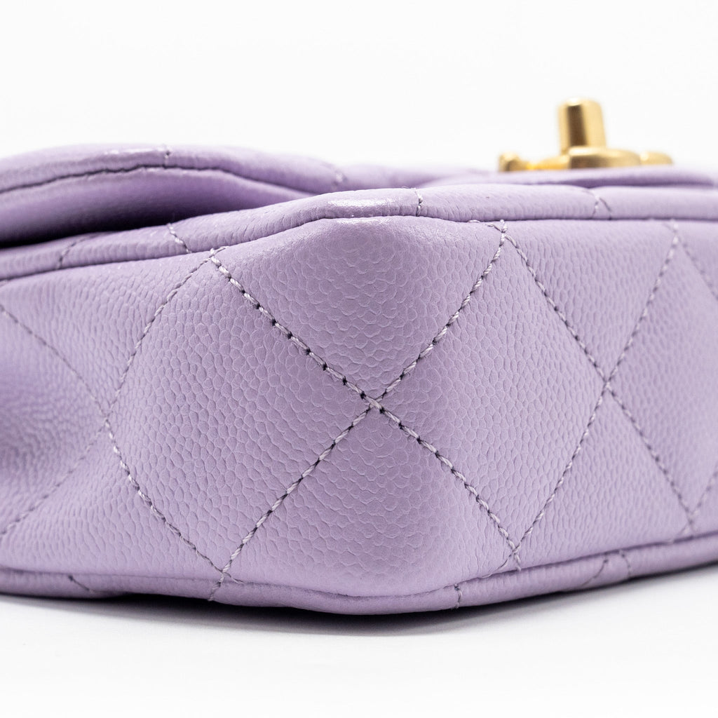 CHANEL 24P COCO LOVE MINI FLAP BAG ADJUSTABLE CHAINS CAVIAR LIGHT PURPLE GHW (MICROCHIP)