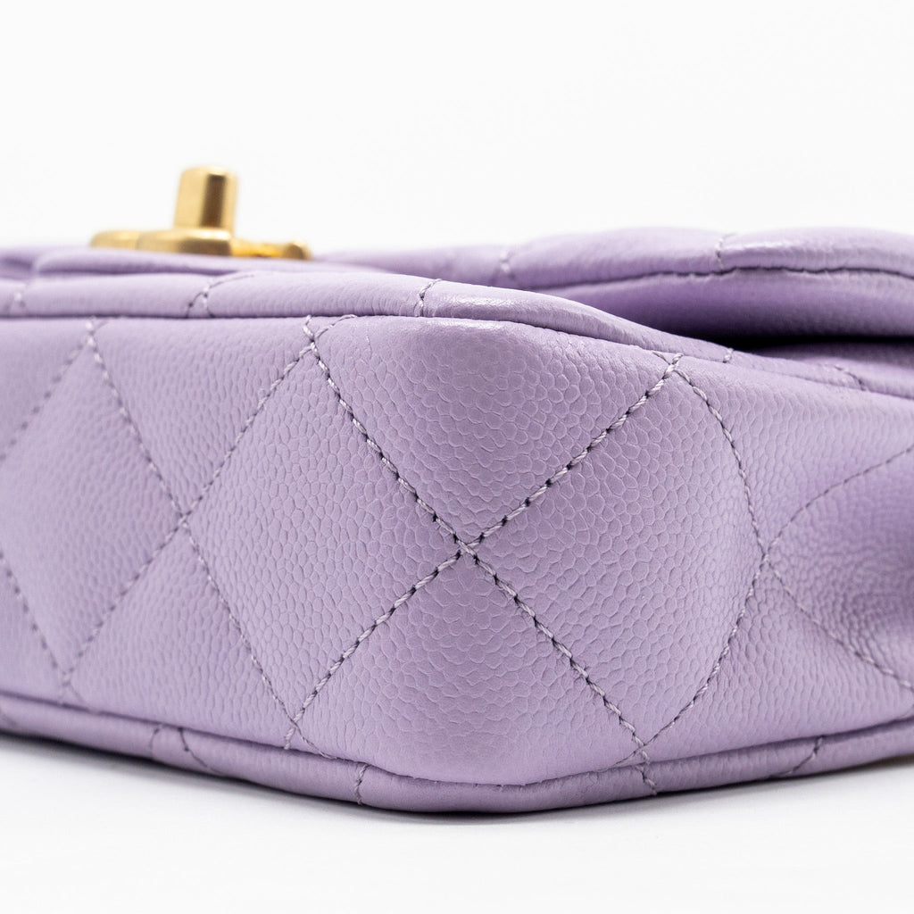 CHANEL 24P COCO LOVE MINI FLAP BAG ADJUSTABLE CHAINS CAVIAR LIGHT PURPLE GHW (MICROCHIP)