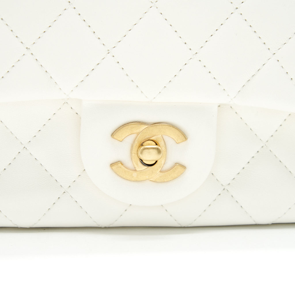 CHANEL 21B PEARL CRUSH SQUARE MINI FLAP BAG LAMBSKIN WHITE GHW