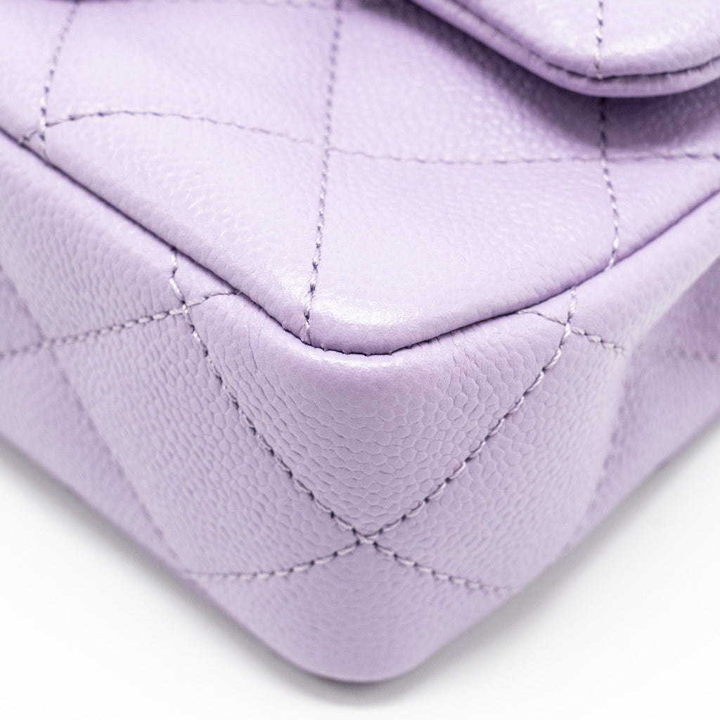 CHANEL 24P COCO LOVE MINI FLAP BAG ADJUSTABLE CHAINS CAVIAR LIGHT PURPLE GHW (MICROCHIP)