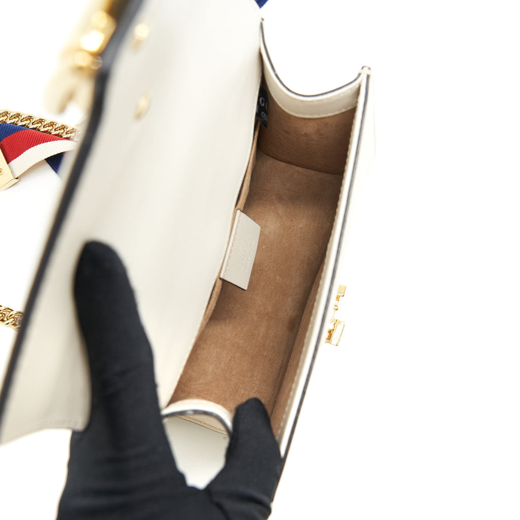 GUCCI MINI SYLVIE CROSSBODY CHAIN BAG WHITE