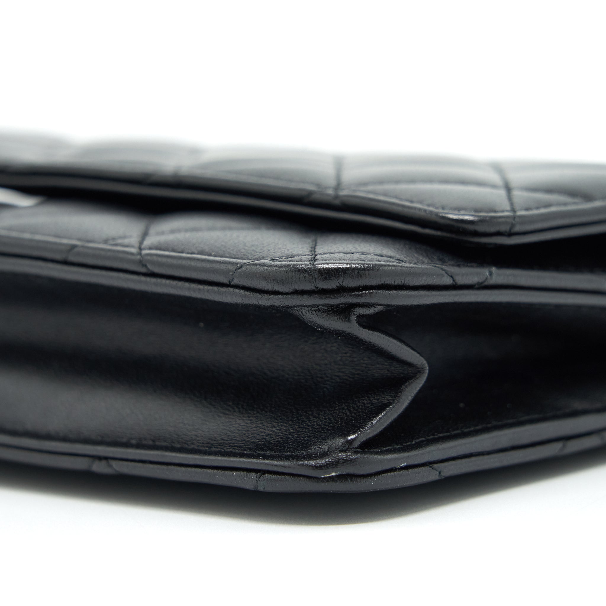 CHANEL CLASSIC WALLET ON CHAIN LAMBSKIN BLACK SHW
