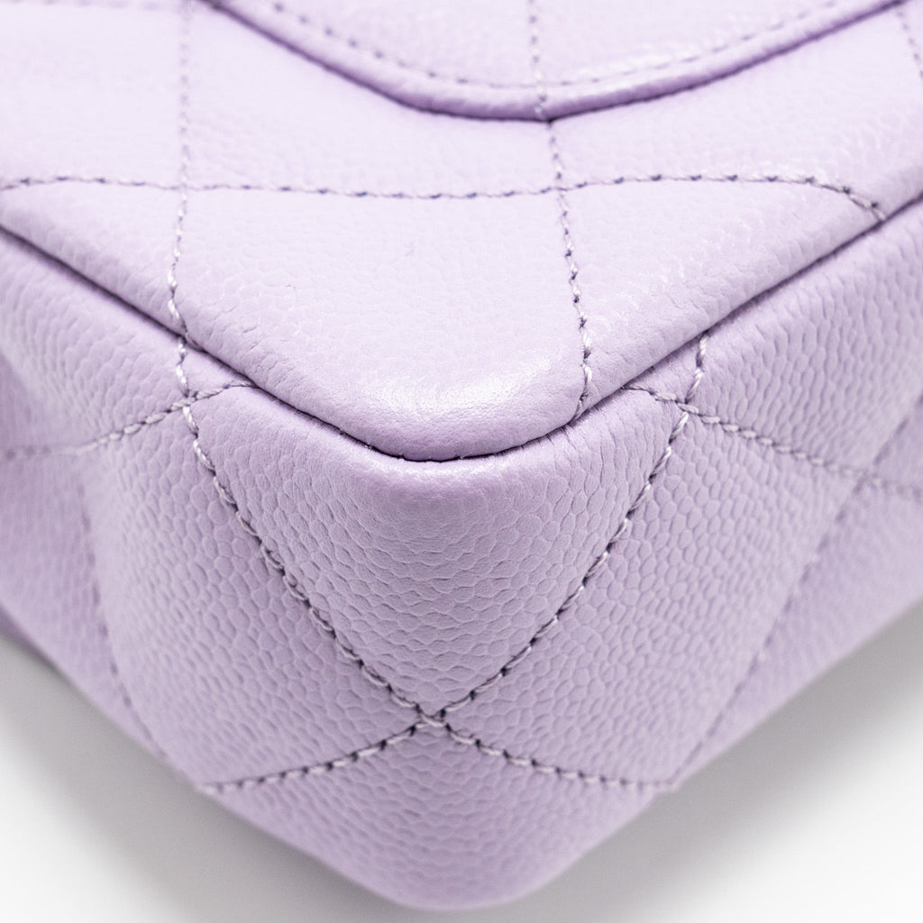CHANEL 24P COCO LOVE MINI FLAP BAG ADJUSTABLE CHAINS CAVIAR LIGHT PURPLE GHW (MICROCHIP)