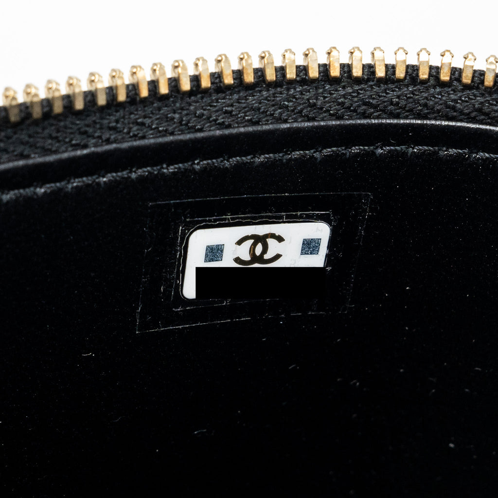CHANEL TOP HANDLE LONG VANITY WITH CHAIN LAMBSKIN BLACK GHW (MICROCHIP)