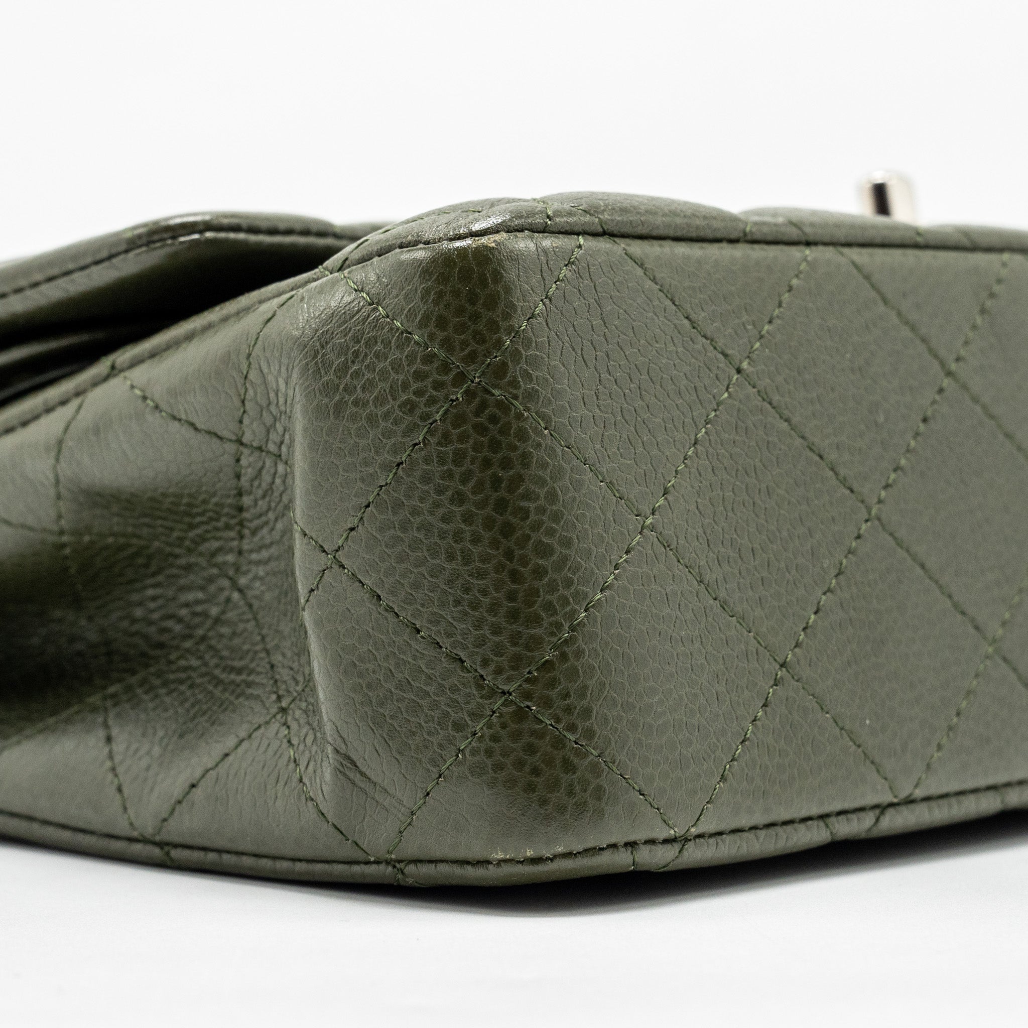 CHANEL MEDIUM CLASSIC DOUBLE FLAP BAG CAVIAR OLIVE GREEN SHW