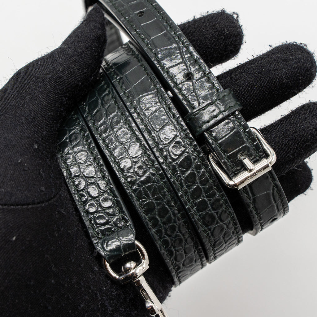 SAINT LAURENT SAC DE JOUR NANO CROC EMBOSSED CALFSKIN DARK GREEN SHW