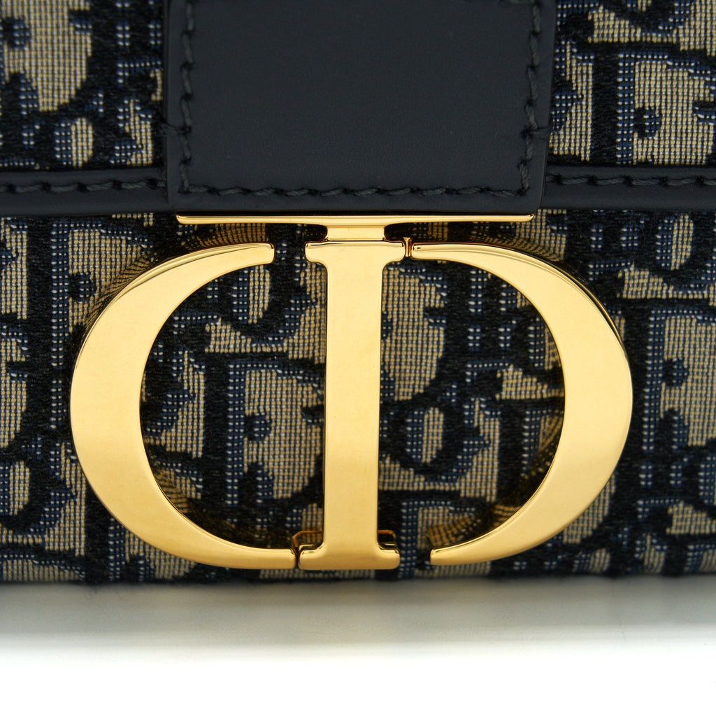 DIOR MONTAIGNE MINI BOX BAG BLUE OBLIQUE GHW