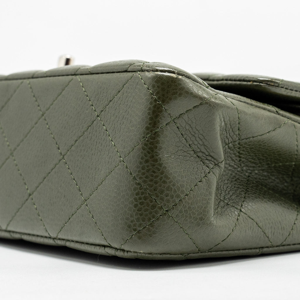 CHANEL MEDIUM CLASSIC DOUBLE FLAP BAG CAVIAR OLIVE GREEN SHW