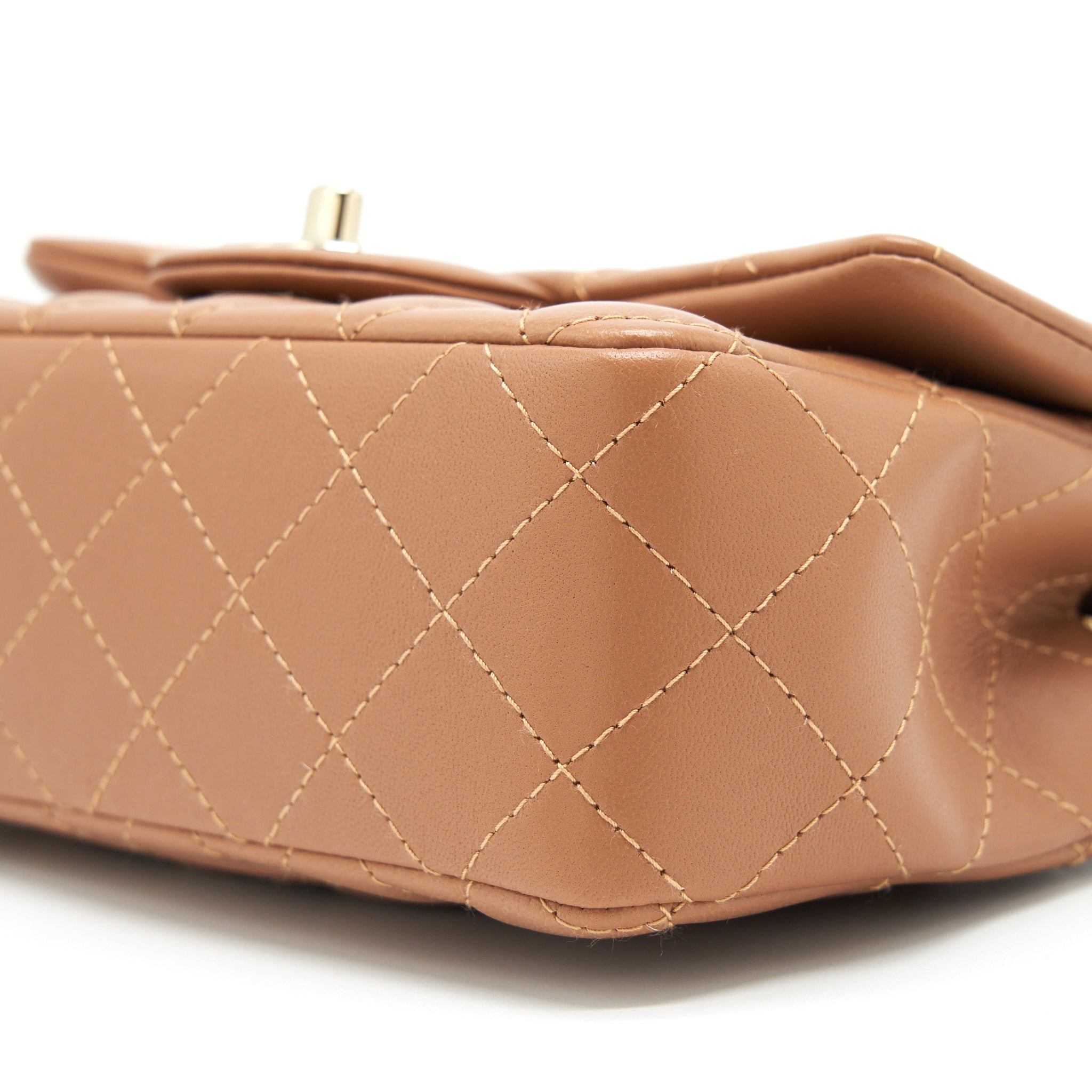CHANEL 22S MINI RECTANGULAR FLAP BAG CARAMEL LGHW (MICROCHIP)