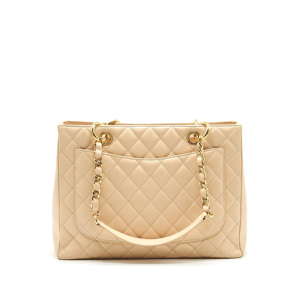 CHANEL GRAND SHOPPING TOTE BAG CAVIAR BEIGE GHW SERIAL 16