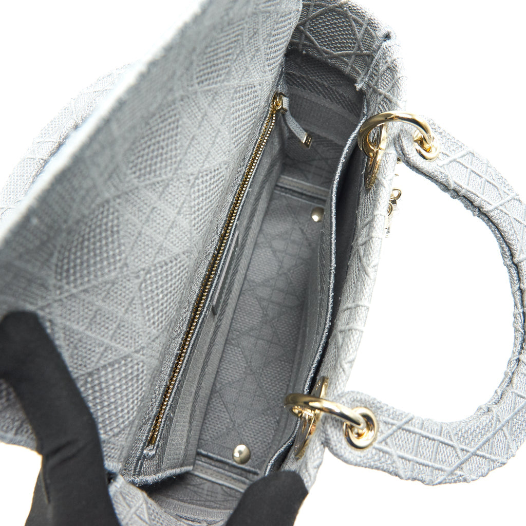 CHRISTIAN DIOR CANNAGE CANVAS MEDIUM LADY DIOR GREY