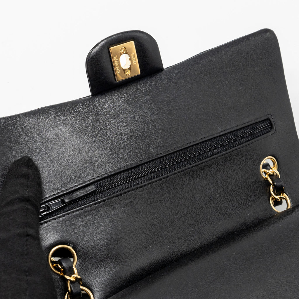 CHANEL MEDIUM CLASSIC DOUBLE FLAP BAG LAMBSKIN BLACK GHW