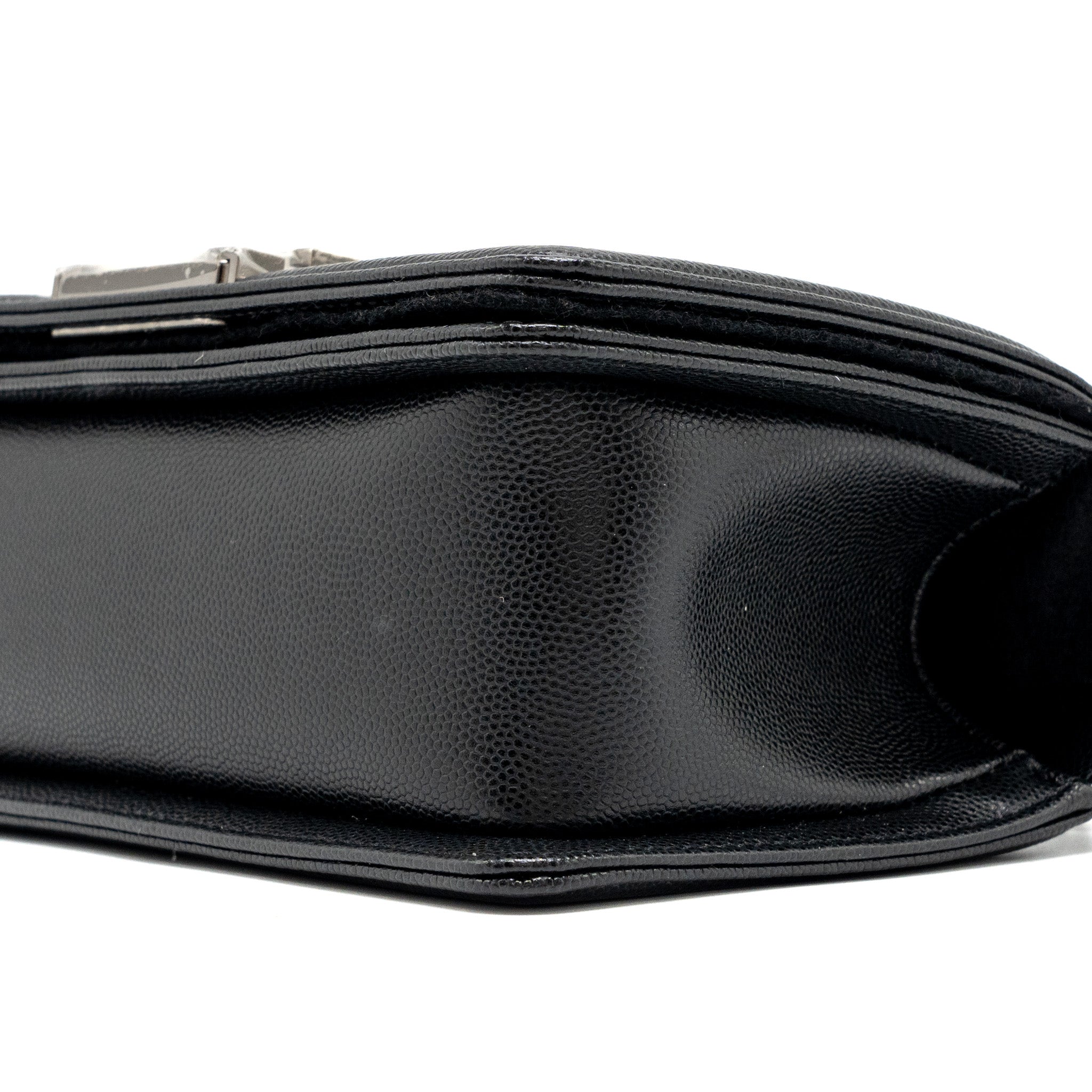 CHANEL SMALL BOY BAG CAVIAR BLACK RUTHENIUM HARDWARE (MICROCHIP)