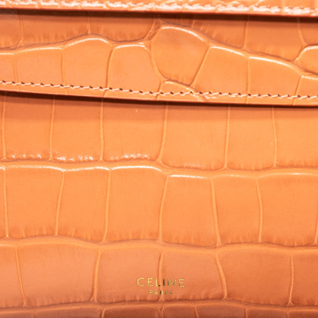 CELINE NANO BELT BAG CROC EMBOSSED CALFSKIN LYCHEE GHW