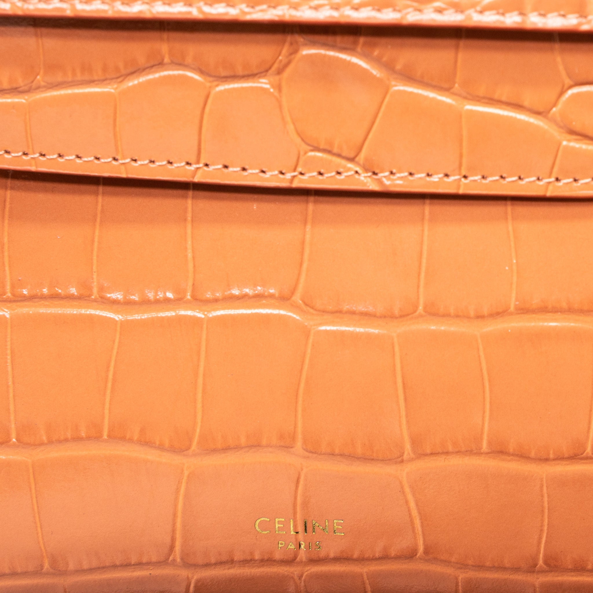 CELINE NANO BELT BAG CROC EMBOSSED CALFSKIN LYCHEE GHW
