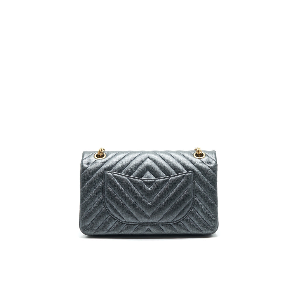 CHANEL CHEVRON SMALL 2.55 226 REISSUE BAG CHARCOAL GHW