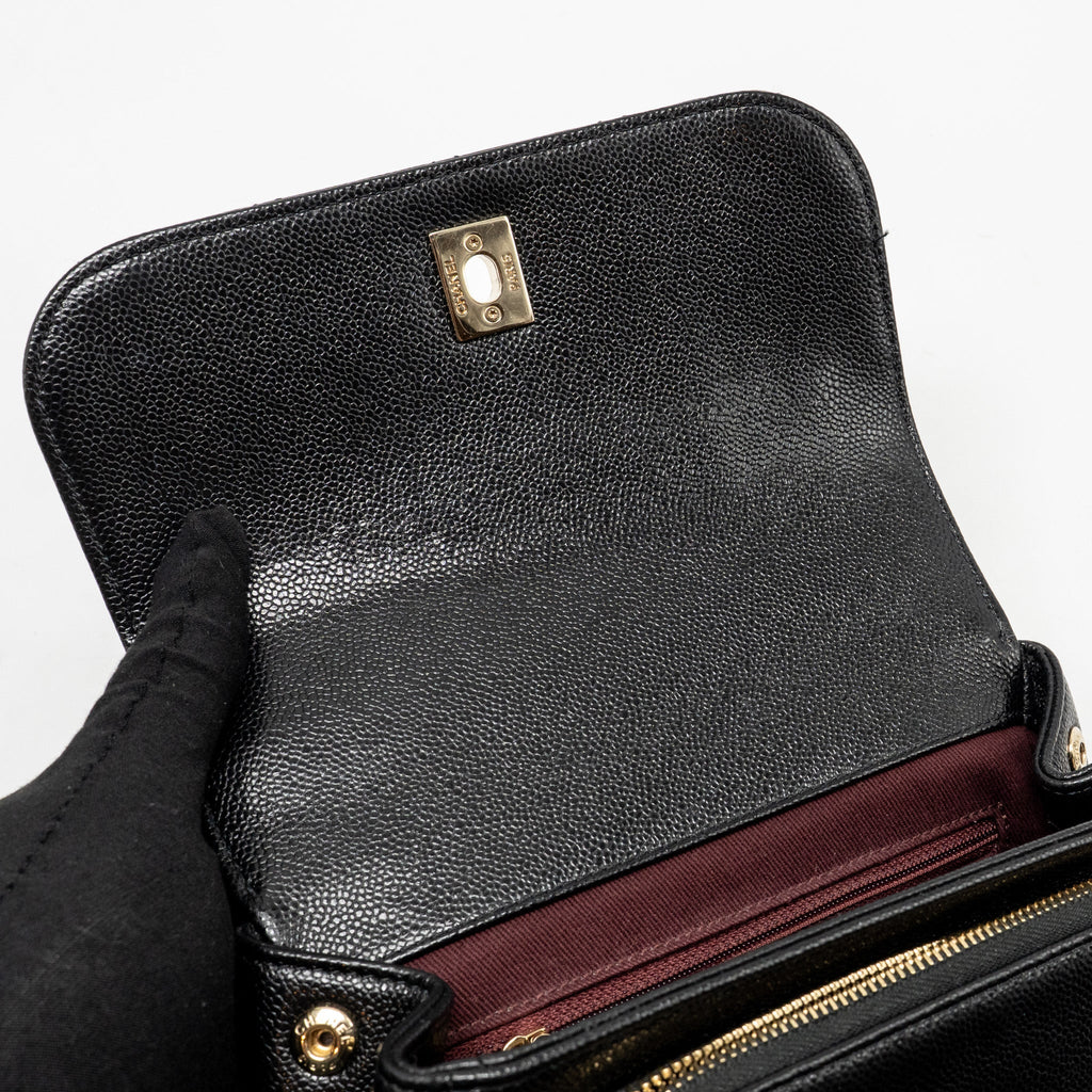CHANEL SMALL BUSINESS AFFINITY CAVIAR BLACK LGHW