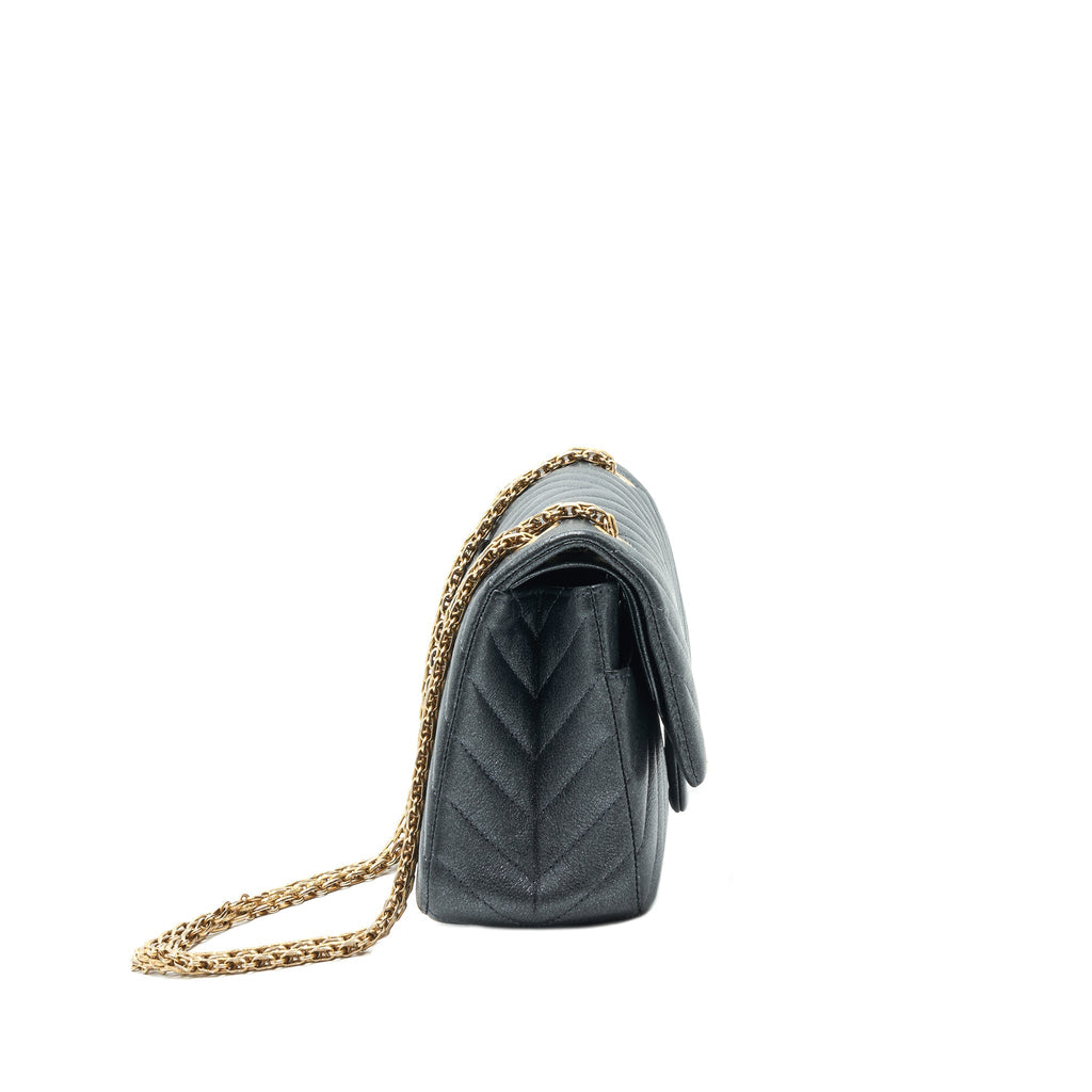 CHANEL CHEVRON SMALL 2.55 226 REISSUE BAG CHARCOAL GHW