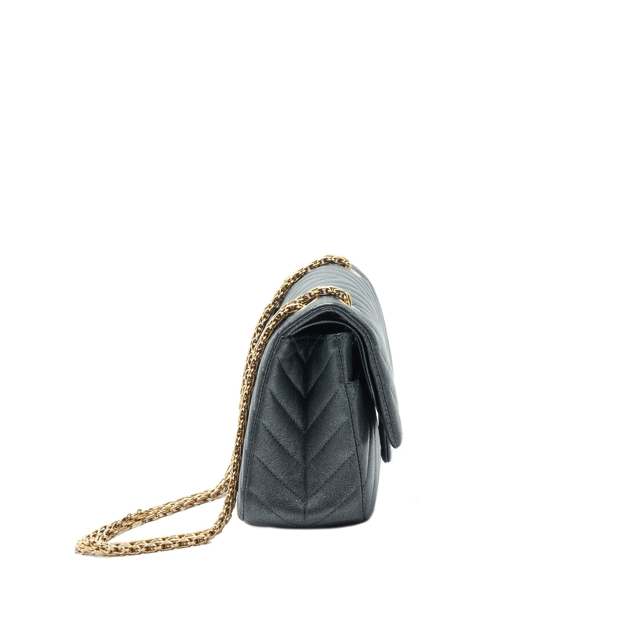 CHANEL CHEVRON SMALL 2.55 226 REISSUE BAG CHARCOAL GHW
