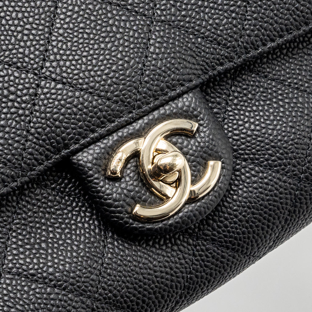 CHANEL CHAIN HANDLE FLAP BAG QUILTED CALFSKIN BLACK LGHW
