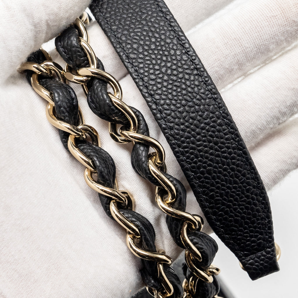 CHANEL CHAIN HANDLE FLAP BAG QUILTED CALFSKIN BLACK LGHW