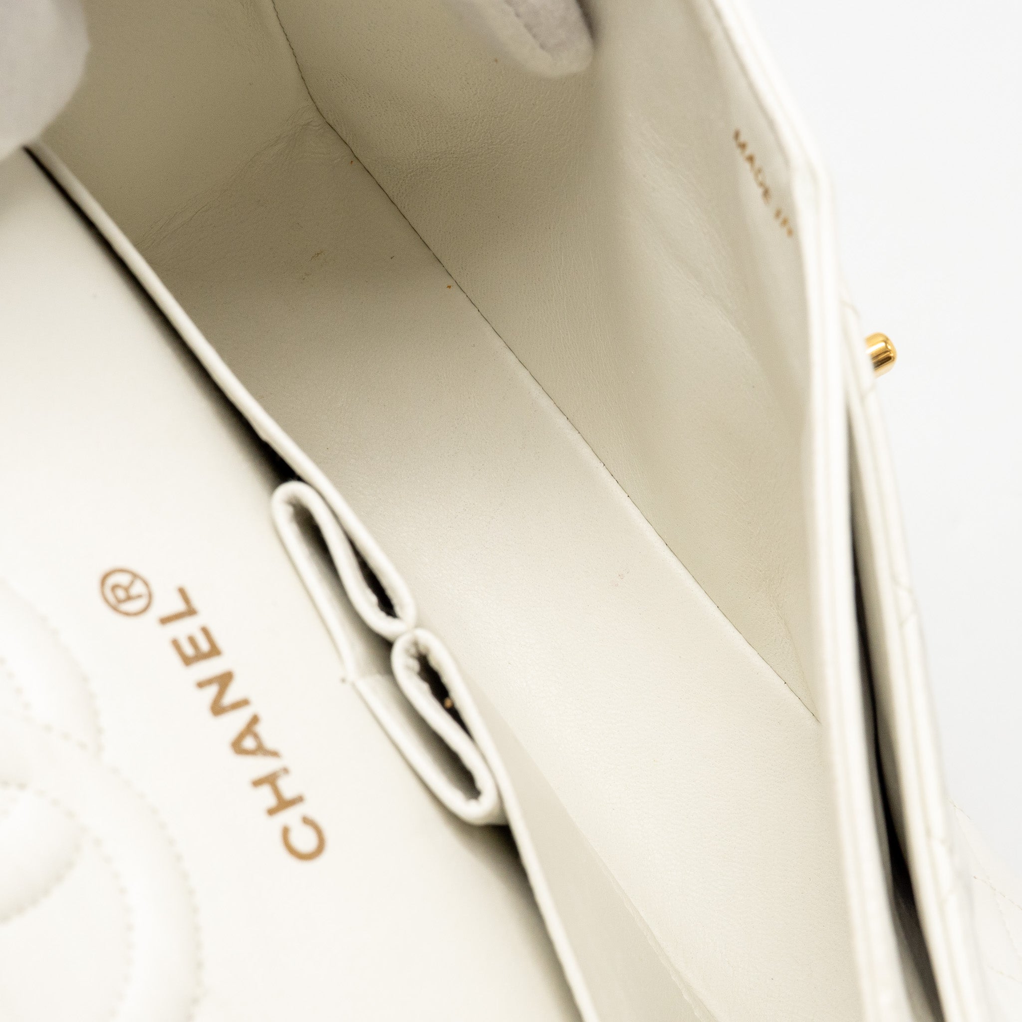 CHANEL VINTAGE SMALL CLASSIC DOUBLE FLAP BAG LAMBSKIN WHITE GHW