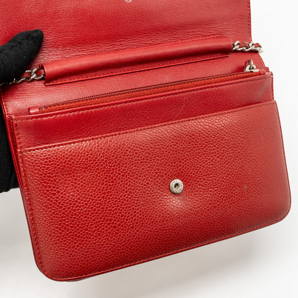 CHANEL TIMELESS WALLET ON CHAIN CAVIAR RED SHW