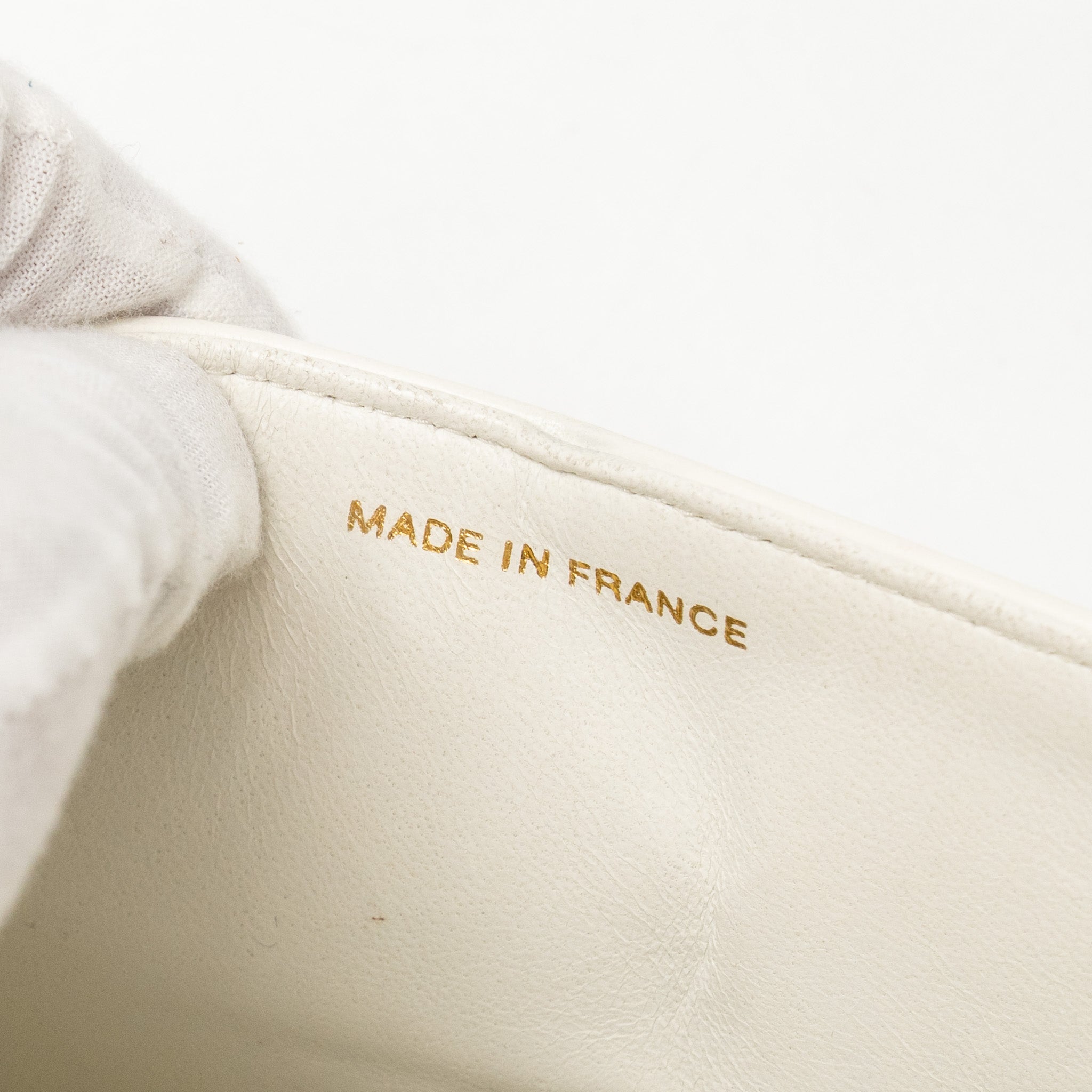 CHANEL VINTAGE SMALL CLASSIC DOUBLE FLAP BAG LAMBSKIN WHITE GHW